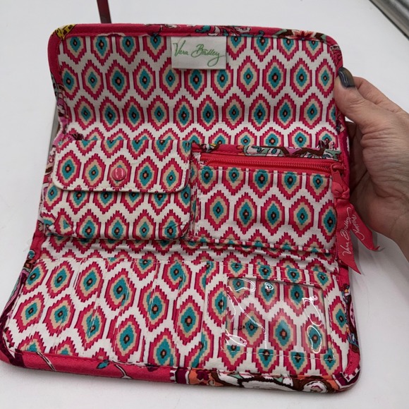 Vera Bradley Tutti Frutti Quilted Cotton Tri-Fold Wallet Clutch with Chain Strap - Picture 3 of 12